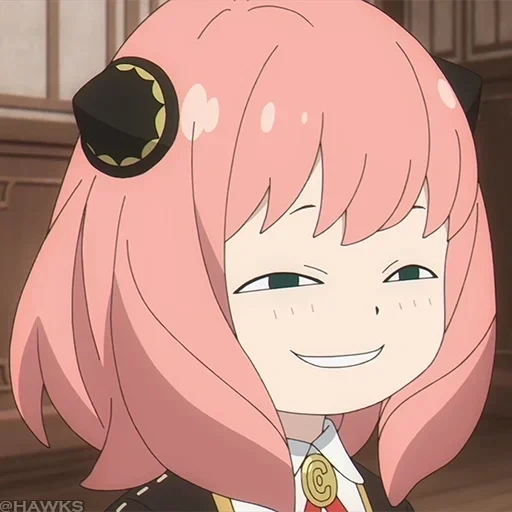 día, animación, anime, chica de animación rosa, animación smug face anya