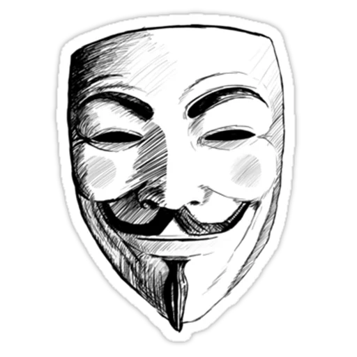 guy fox, anonymus mask, gambar anonim, gambar anonim, menggambar anonymus dengan pensil