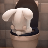 toilettes pour lapins, rayman raving rabbids, cartoon de lapin fou, lapin fou hors des toilettes