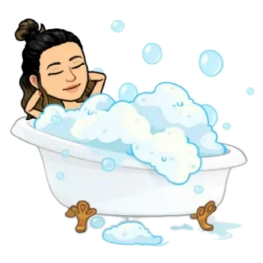 a bath, lying in the bathroom, bathing, cartoon female style, the girl is lying in the bathroom