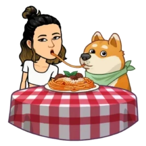 twitter, spaghetti, maria maria, jess e jack, cartoon divertente da mangiare