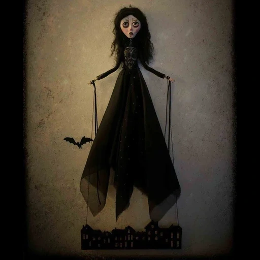 poupée, poupées sombres, poupées tim burton, macaric gothique, poupées de marionnettes gothiques