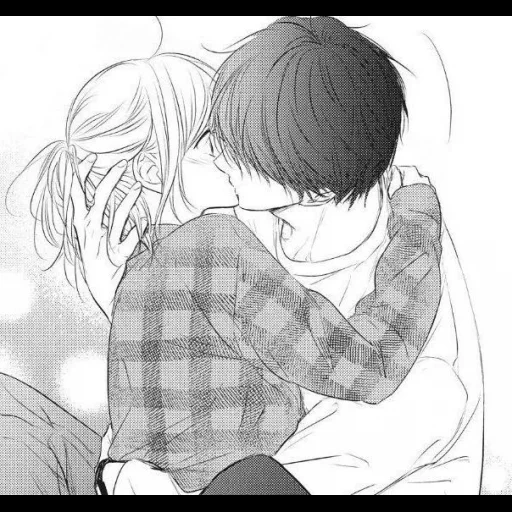 abbraccia l'anime, anime lovers comics, adorabile coppia anime, pittura di coppia anime, manga harumatsu bacio di hakura