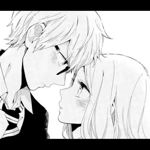 manga d'un couple, une paire de mangas, manga doux, baiser, paires d'anime de mangas