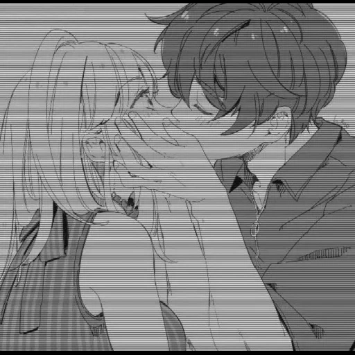 diagram, pasangan anime, kiss anime, lukisan pasangan anime, cium pola anime