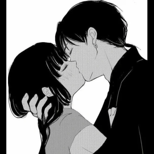 couple anime, manga d'un couple, baiser, dessins d'anime d'un couple, dessin d'anime baiser