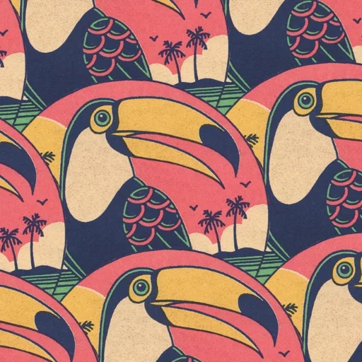 burung toucan, pola burung toucan, burung hutan, cetakan tropis, pola tropis toucan