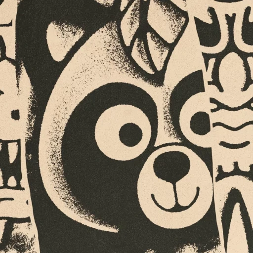 behance, ténèbres, panneau de panda, conception de typographie, gravure lori dogs grr-006 base d'argent