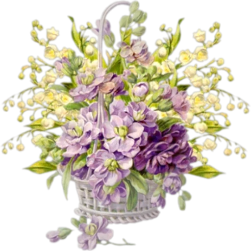 retro flowers, lavender flower watercolor painting, buy lilac flowers, retro spring bouquet, unlock flower basket printout