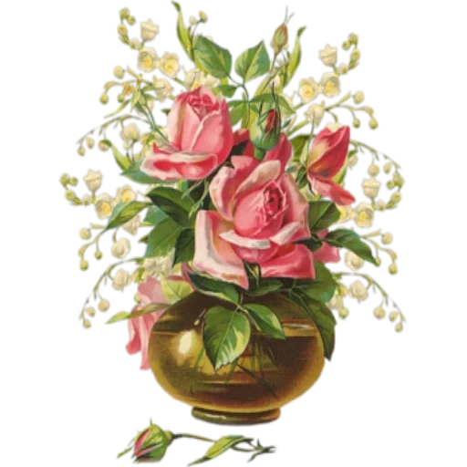 retro flowers, rose blossom postcard, vintage vase, cross stitch flower, retro flower painting