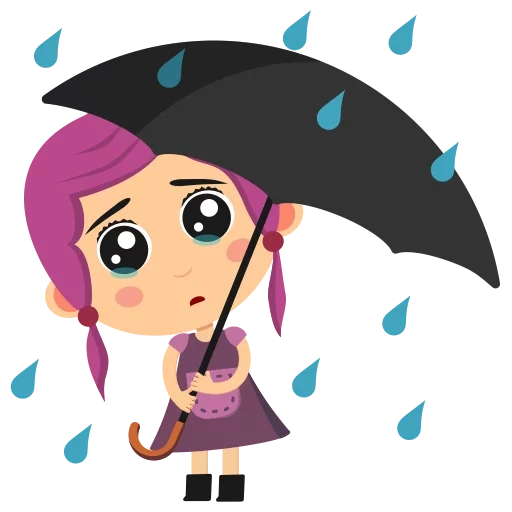 violeta, menina, garota guarda-chuva, guarda-chuva, sob o guarda-chuva da garota k cartoon