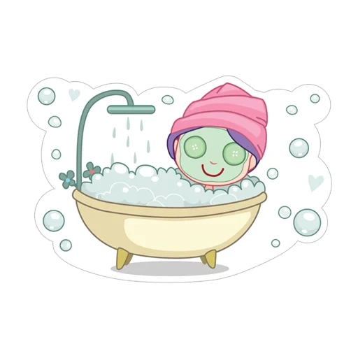 agua, patrón de bañera, chica de baño de dibujos animados