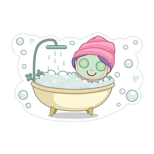 water, bath drawing, cartoon girl of the bathroom