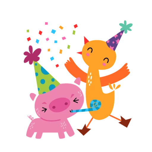 клипарт, животные милые, happy birthday слонами, свинка подарком рисунок, с днём рождения слон шариками