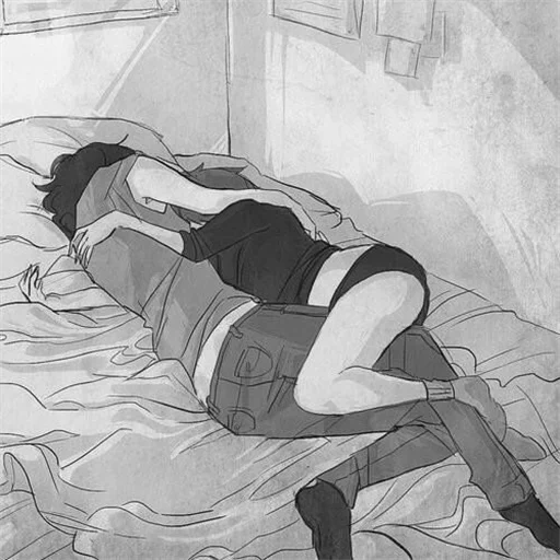 спящая пара, рисунки пар аниме, аниме пара рисунок, спящая девушка рисунок, аниме девушка лежит пар