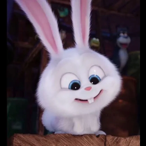 boule de neige de lapin, cartoon de lapin, cartoon de lapin, bunny cartoon secret life, la vie secrète du lapin animal de compagnie boule de neige