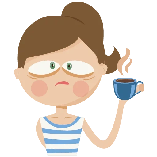 human, illustration, cartoon coffee, the girl is cartoony, the girl cries the vector