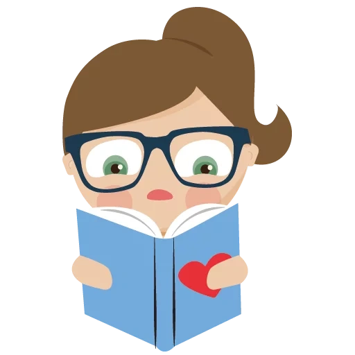 notebook, clipart, illustration, a interesting book or an, girl with books to the head drawing