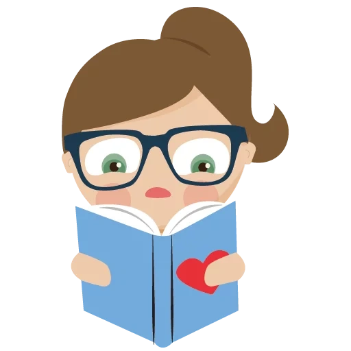 taccuino, clipart, illustrazione, un libro interessante o un, ragazza con libri al disegno della testa