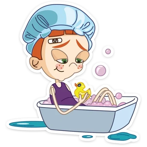 ye go za, cartoon della vasca da bagno, modello bagno ragazza