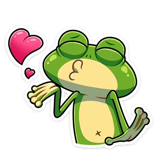 grenouille, grenouille, grenouille, les amours sont mignons, les autocollants de grenouille kvakush