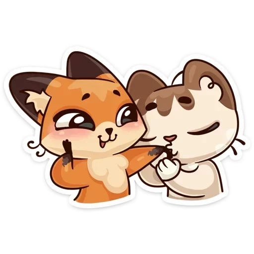 lovely, i hug, hugs, cat fox, the drawings are cute