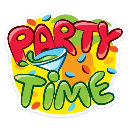 fun, party 90 lettering, party time comic style lettering