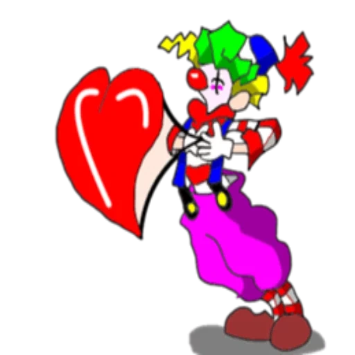clown, ciseaux de clown, joker 13 cartes, boule de cœur de clown, 13 card clown du pays des rois
