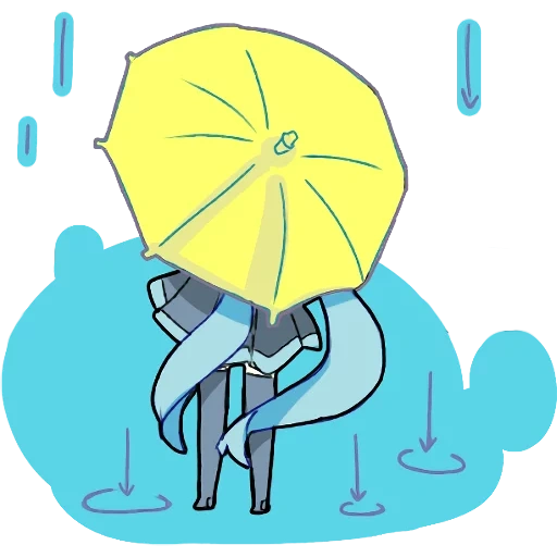 зонт, зонтик, зонт рисунок, желтый зонтик, наклейка дудл