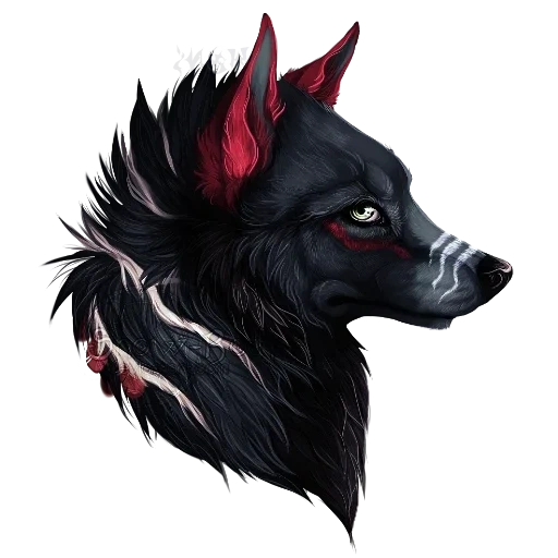 lupo dell'arte, lupo cicatrista, arte del viso di lupo, wolf profile art, testa di lupo artistico