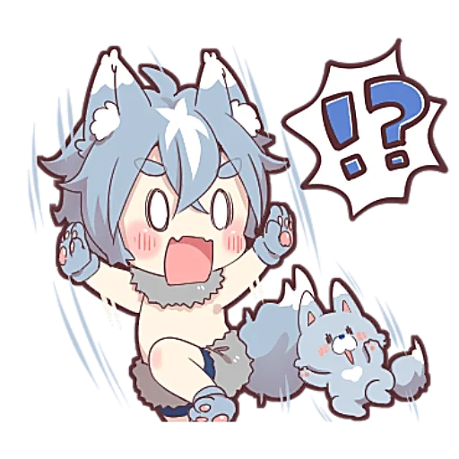 wolf, anime art, ash kitten