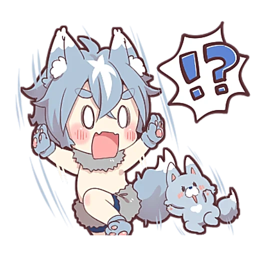 loup, art anime, chaton de cendre