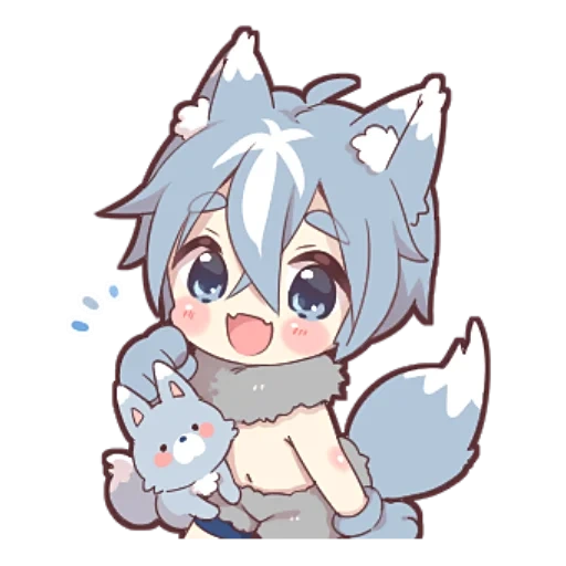 serigala, lukisan tokoh anime chibi