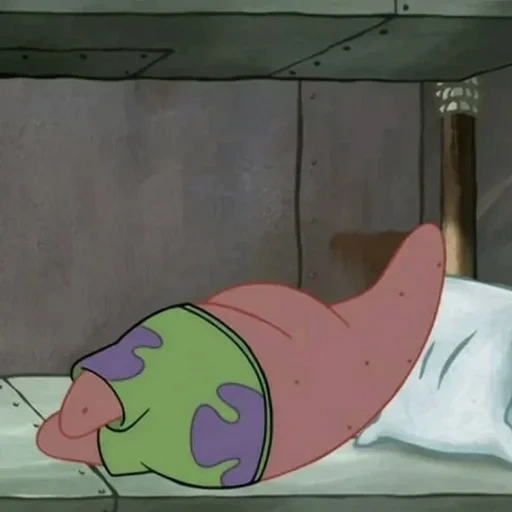 patrick está durmiendo, patricio estrella, de spange bob, esponja bob patrick, bob esponja pantalones cuadrados