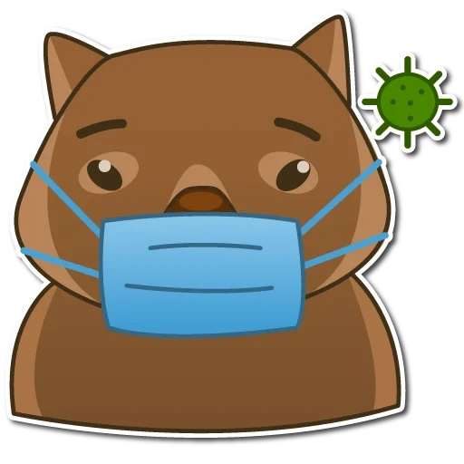 cat, clipart, in a medical mask, the cat is a medical mask
