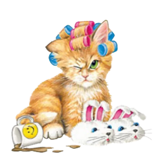 gatinho, transponder de gato, gato ilustrado, ilustração de gatinho, padrão de cabelo encaracolado de gato