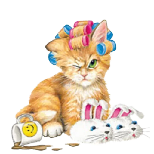 chatons, curleur de chat, illustration du chat, illustration de chaton, motif de cheveux bouclés de chat