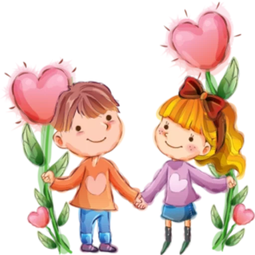 niños, clipart, clipart de amistad, dibujos del día del niño, imagen del chico de una niña