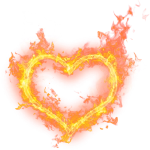 heart fire, un cœur brûlant, sourire au feu, heart of fire sans fond, fond transparent de cœur de feu