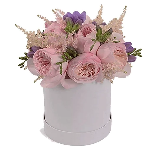 ramo, caja de ramo, flores de una caja de sombrero, flores de cajas de sombrero, bouquet tierno de una caja de sombrero