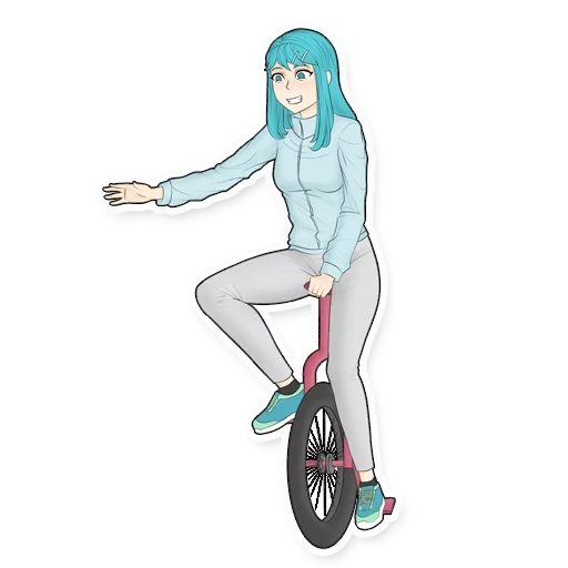 sepeda, di atas sepeda, gadis sepeda, mengendarai sepeda, ilustrasi bersepeda