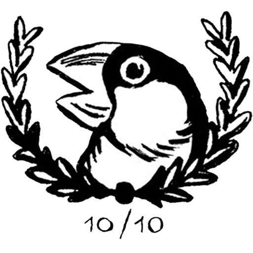 text, single coloring, bird coloring, the bird is black, emblems of groups