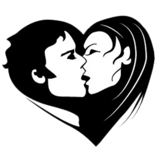 romantis, pasangan berciuman, ciuman clipart, stiker yang indah, sepasang kontur yang berciuman