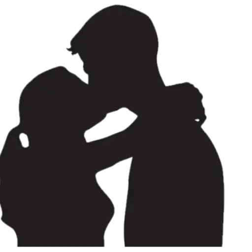 silhouette de couple, silhouette amoureuse, silhouette d'un amant, profil de l'homme et de la femme, silhouette d'un couple amoureux