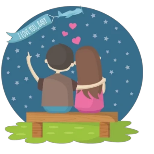 lovely couple, couple painting, lovely couple vector, a loving couple, lovers sit on the bench vector