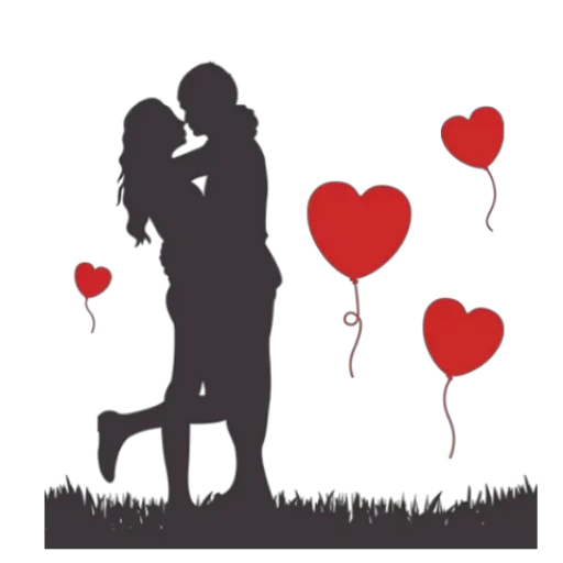 couple silhouette, a pair of silhouettes, silhouette love, for lovers, a loving couple