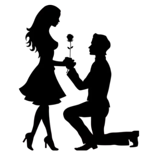 silhouette fidanzamento, silhouette del 14 febbraio, silhouette di nozze, silhouette romantiche, silhouette di ragazzi e ragazze innamorati