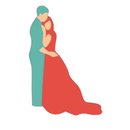silhouette, une paire de silhouettes, femme embrassant la silhouette, silhouette de couple marié, silhouette de la mariée et du marié