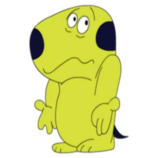 cão, sapo amarelo, sapo kermite, sapo louco, o personagem é um sapo amarelo