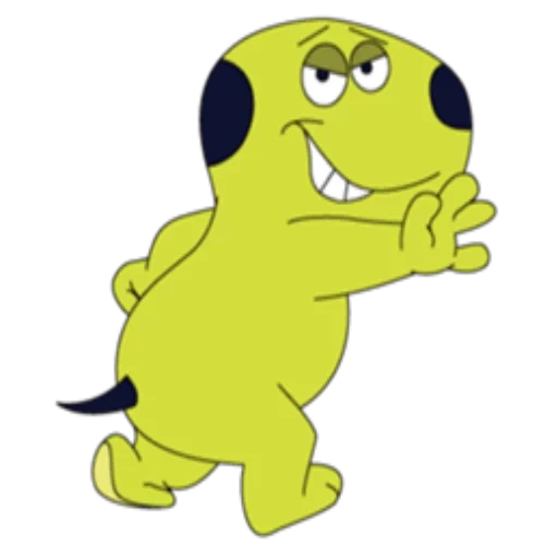dog, yellow frog, kermite frog, frog is a character, the character is a yellow frog